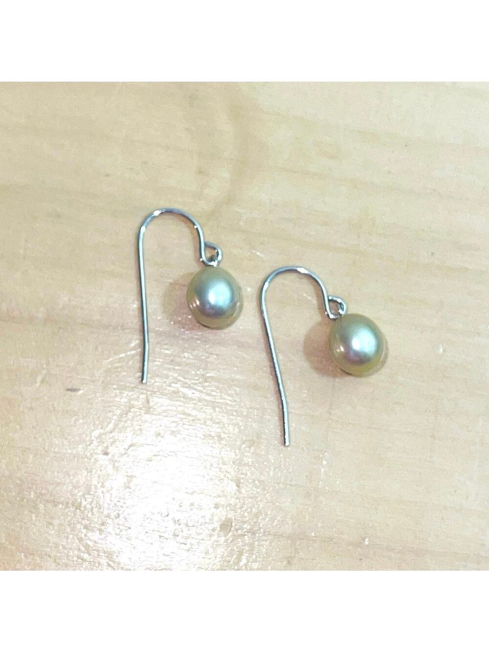 HONORA Sterling Silver Earrings Light Green Hook Classic Cultured Freshwater